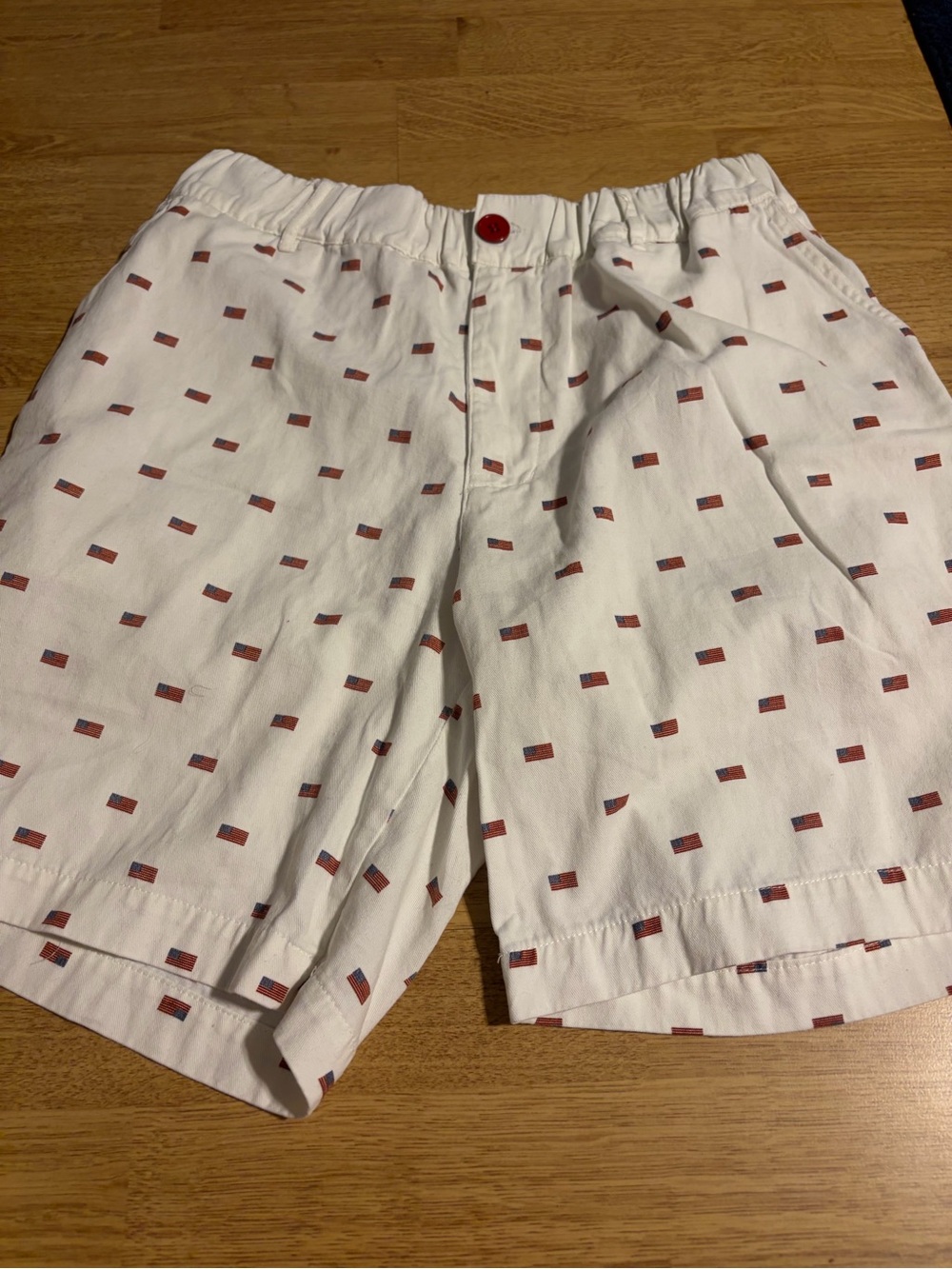 Tipsy Elves White Shorts with Red Flag Print